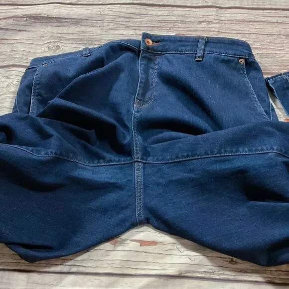 Lands End Womens Jeans sz 16W new Dark Wash Straight Trouser x28" Cotton Stretch - Picture 7 of 11